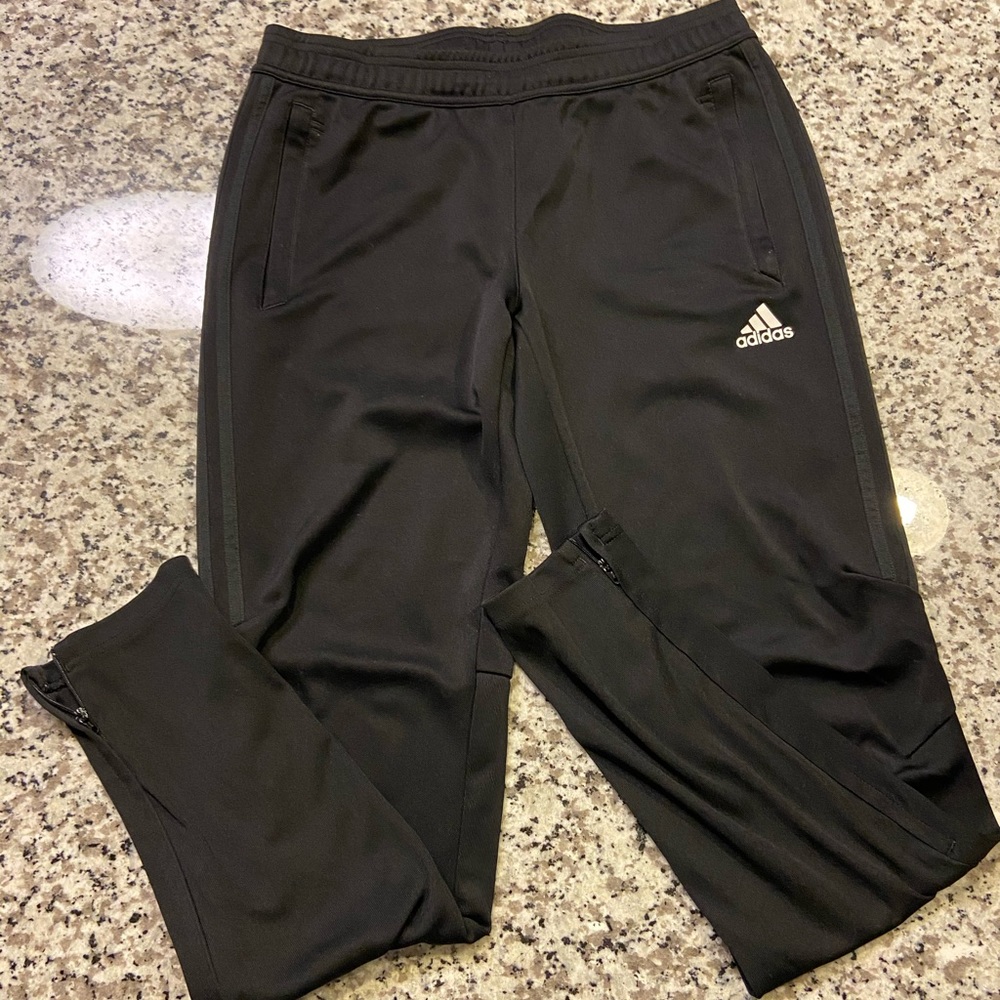 Adidas Black Joggers with Zippers